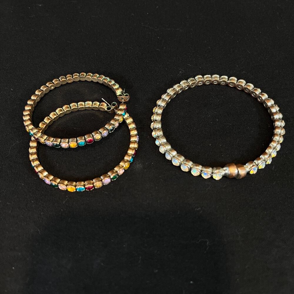Crystal Hoop Earrings Rhinestone Hoops and bracelet